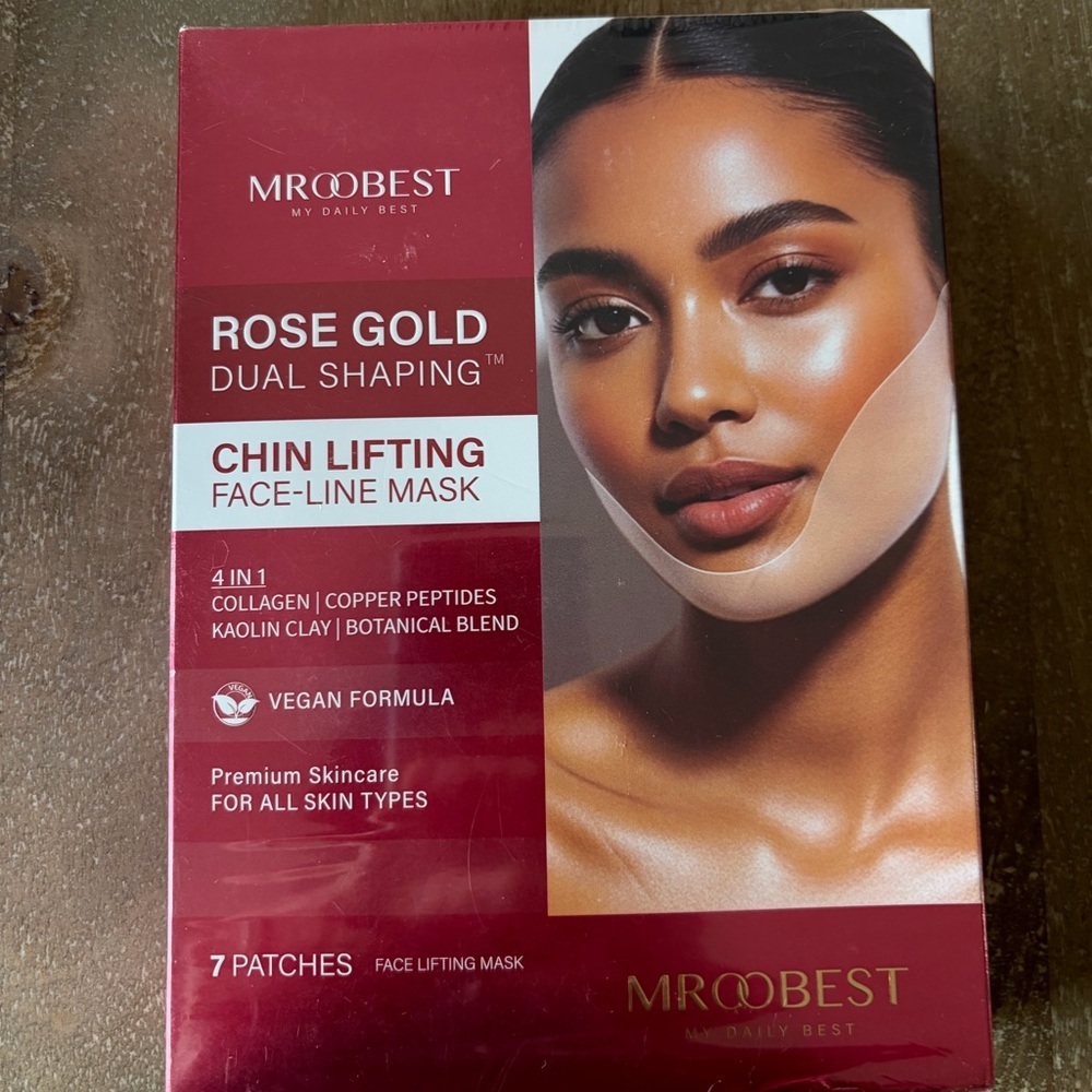 Mroobest Rose Gold Chin Lifting Face-Line Mask Pink/Rose Gold NWT 1 Box 7 patch
